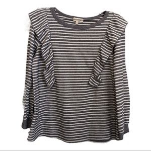 Hailey & Co. Striped ruffle long sleeve top‎